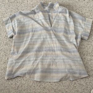 Madewell Beige and Gray Striped Blouse